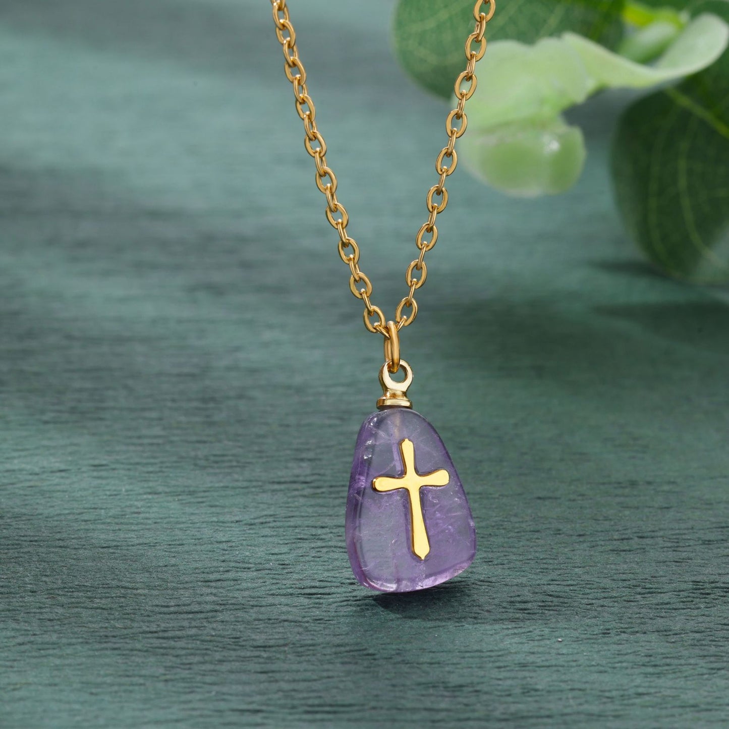 Amethyst Gold Cross Necklace