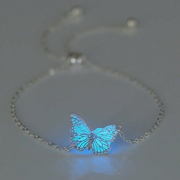 Blue Luminous Butterfly Necklace