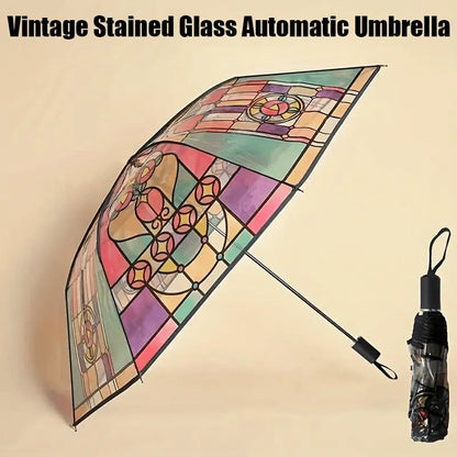 🔥Hot Sale 40% OFF ☔Vintage Stained Automatic Umbrella