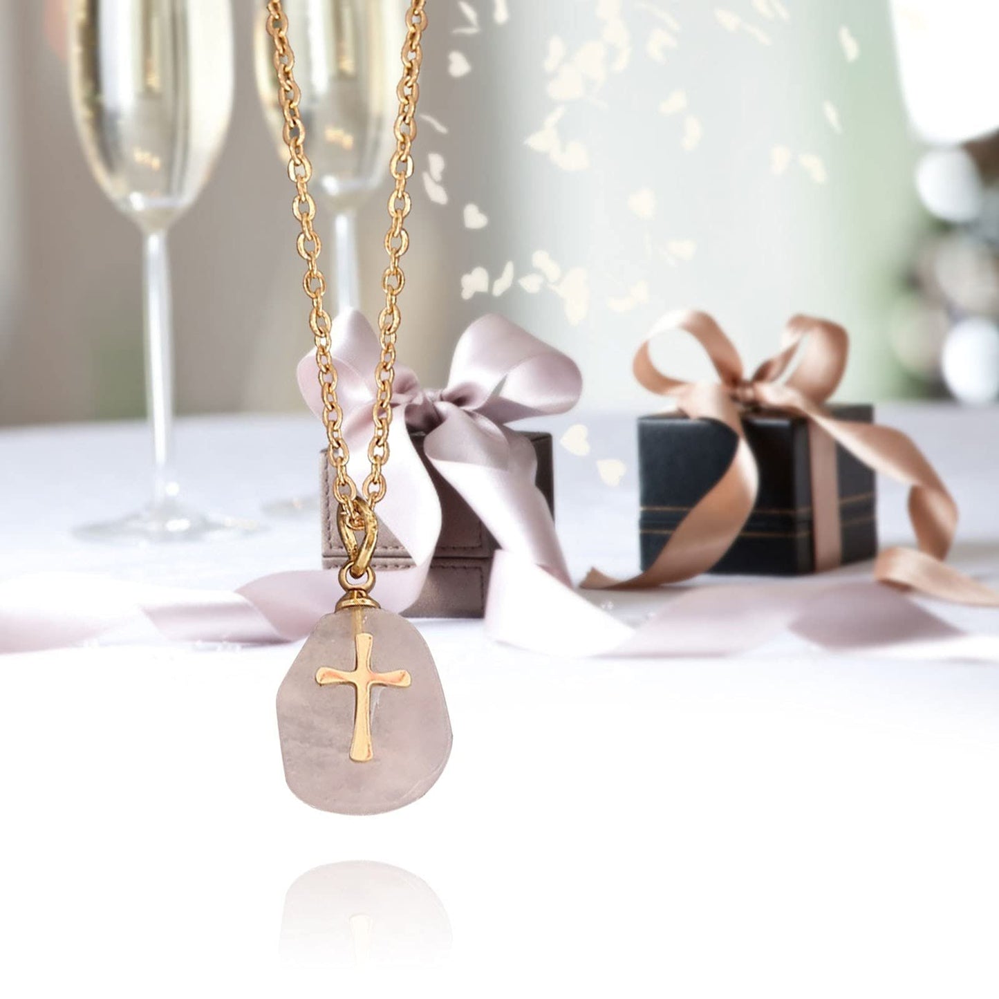 Amethyst Gold Cross Necklace