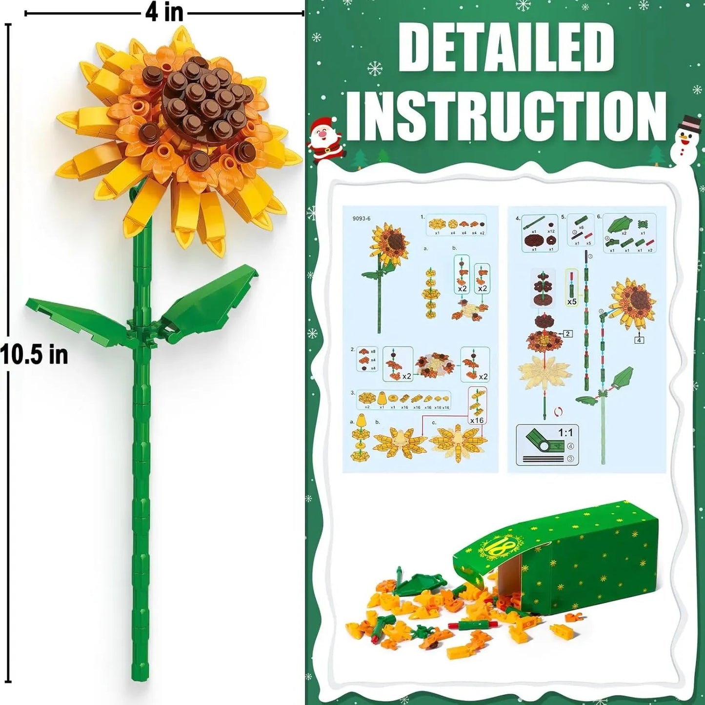 🌻2024 Advent Calendar 24 Days Sunflower Bouquet Building Blocks🌲