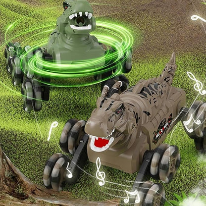 Dinosaur remote control car, gesture sensing remote control stunt car with spray and lights, novel children's toys