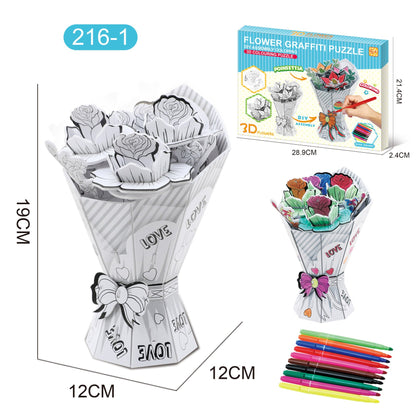 🧩3D Graffiti Paper Flower Puzzle🌹