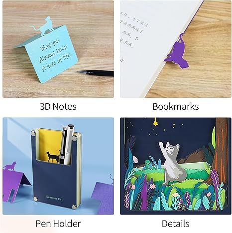 Starry Night Cat 3D Paper Sculpture Panoramic Notepad