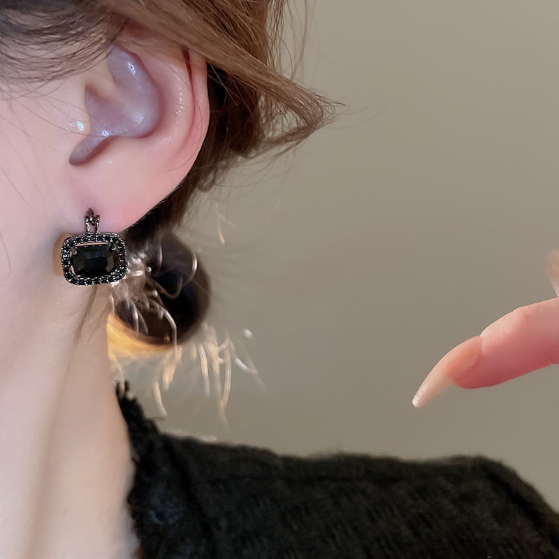 Light Luxury Zircon Square Double-sided Ear Cuff