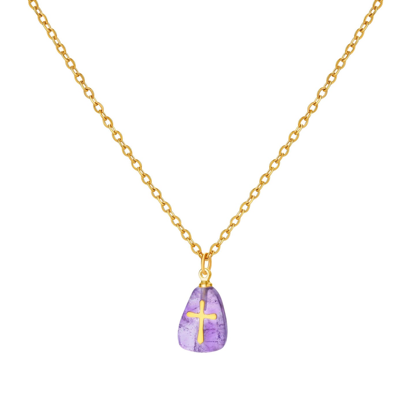 Amethyst Gold Cross Necklace