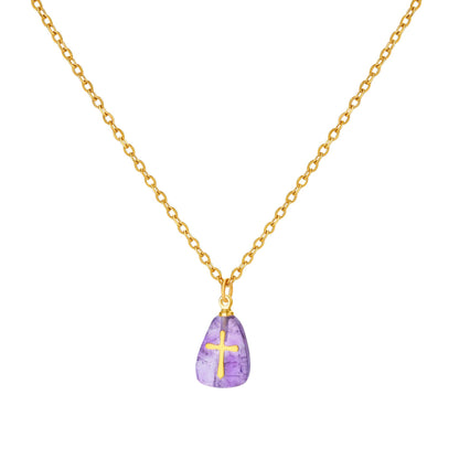 Amethyst Gold Cross Necklace