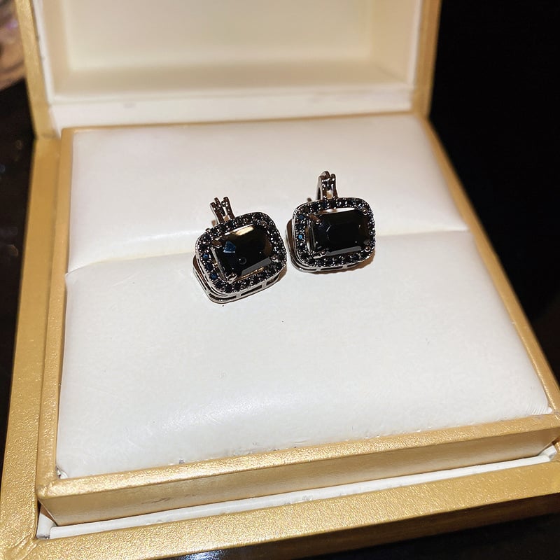 Light Luxury Zircon Square Double-sided Ear Cuff