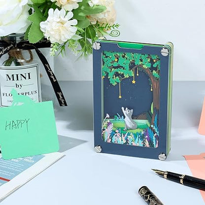 Starry Night Cat 3D Paper Sculpture Panoramic Notepad