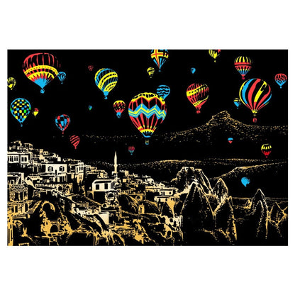 Scratch Paper Rainbow Painting Sketch Pads DIY Art Craft Night View