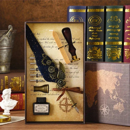 🖋️Retro Feather Old -style Calligraphy Writing Ink Pen Kit