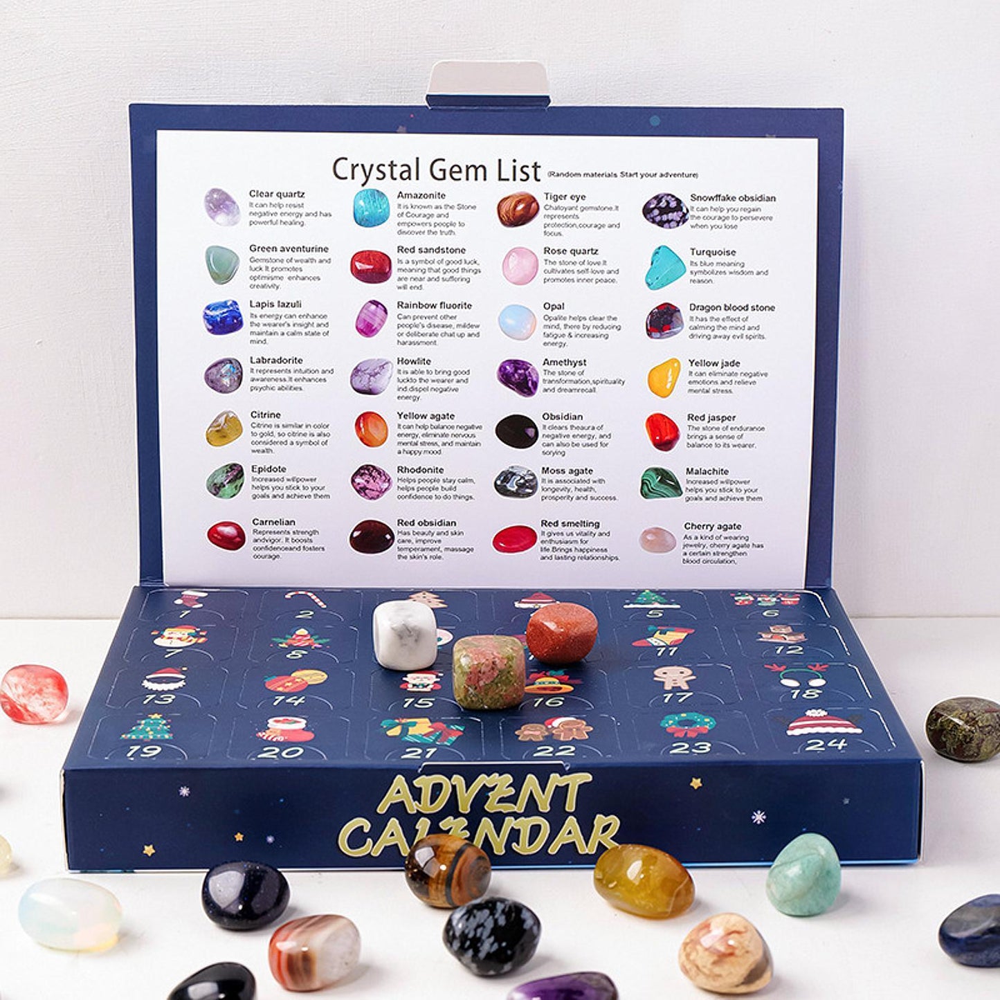 🎅2024 Natural Crystal Christmas Countdown Gift Box🔥40% OFF