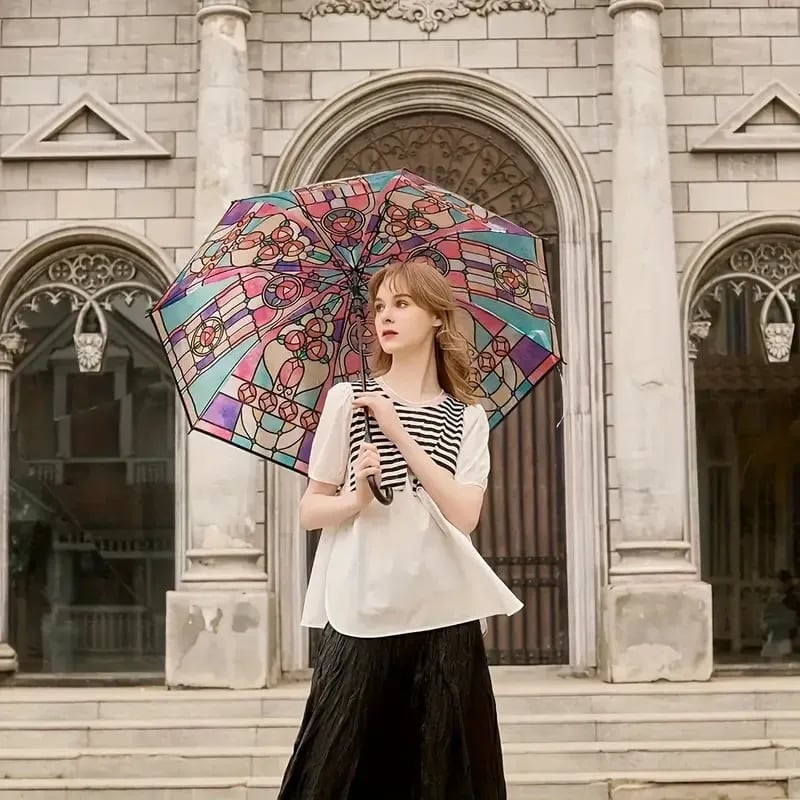 🔥Hot Sale 40% OFF ☔Vintage Stained Automatic Umbrella