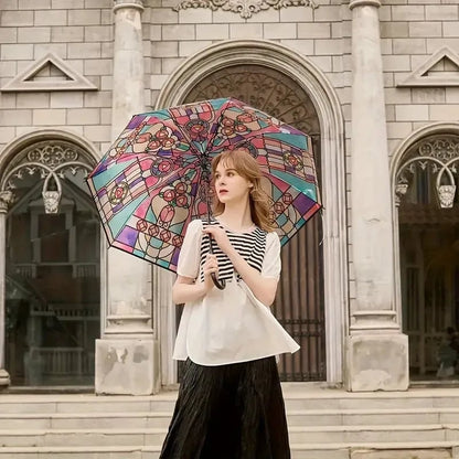 🔥Hot Sale 40% OFF ☔Vintage Stained Automatic Umbrella