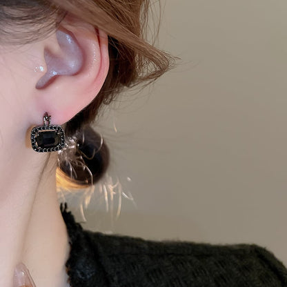 Light Luxury Zircon Square Double-sided Ear Cuff