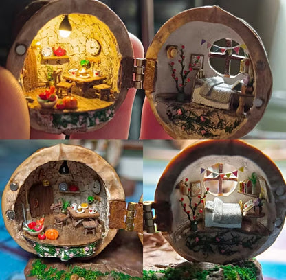 🔥Hot Sale 40% OFF✨🏠Handmade walnut shell doll house, a small world in the walnut