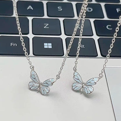 Blue Luminous Butterfly Necklace