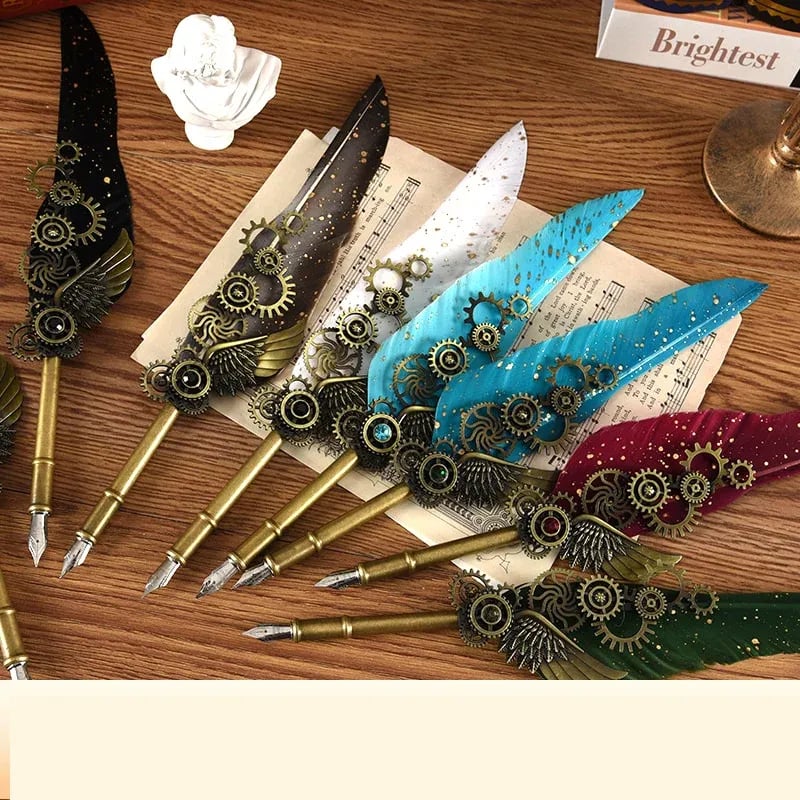 🖋️Retro Feather Old -style Calligraphy Writing Ink Pen Kit