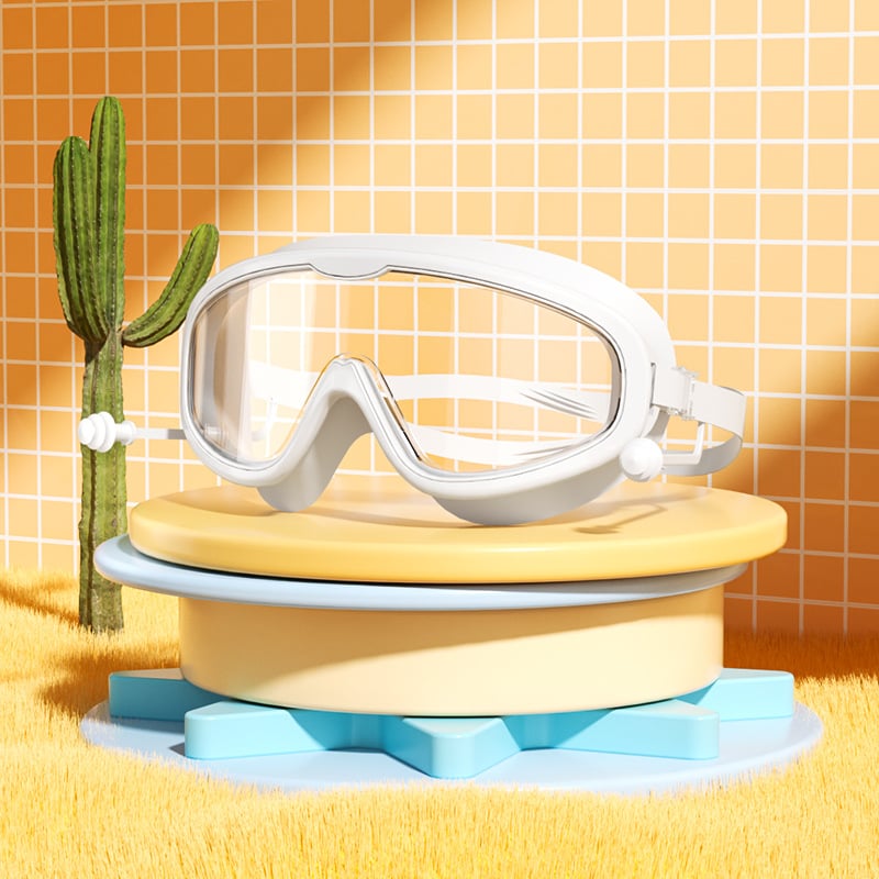 🔥HD children's large frame waterproof and anti-fog swimming goggles