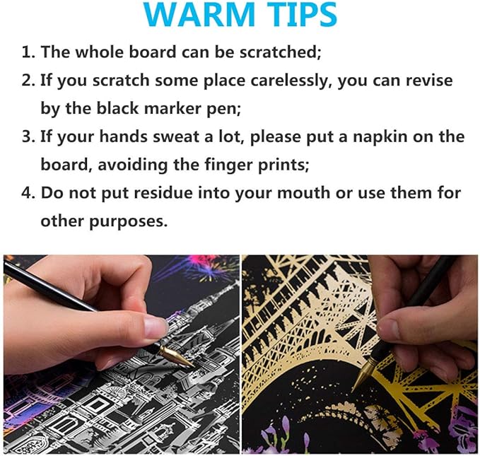 Scratch Paper Rainbow Painting Sketch Pads DIY Art Craft Night View