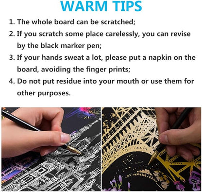 Scratch Paper Rainbow Painting Sketch Pads DIY Art Craft Night View