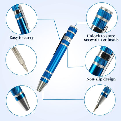 (40% OFF) Multifunctional 8 In 1 Mini Aluminum Pen Screwdriver