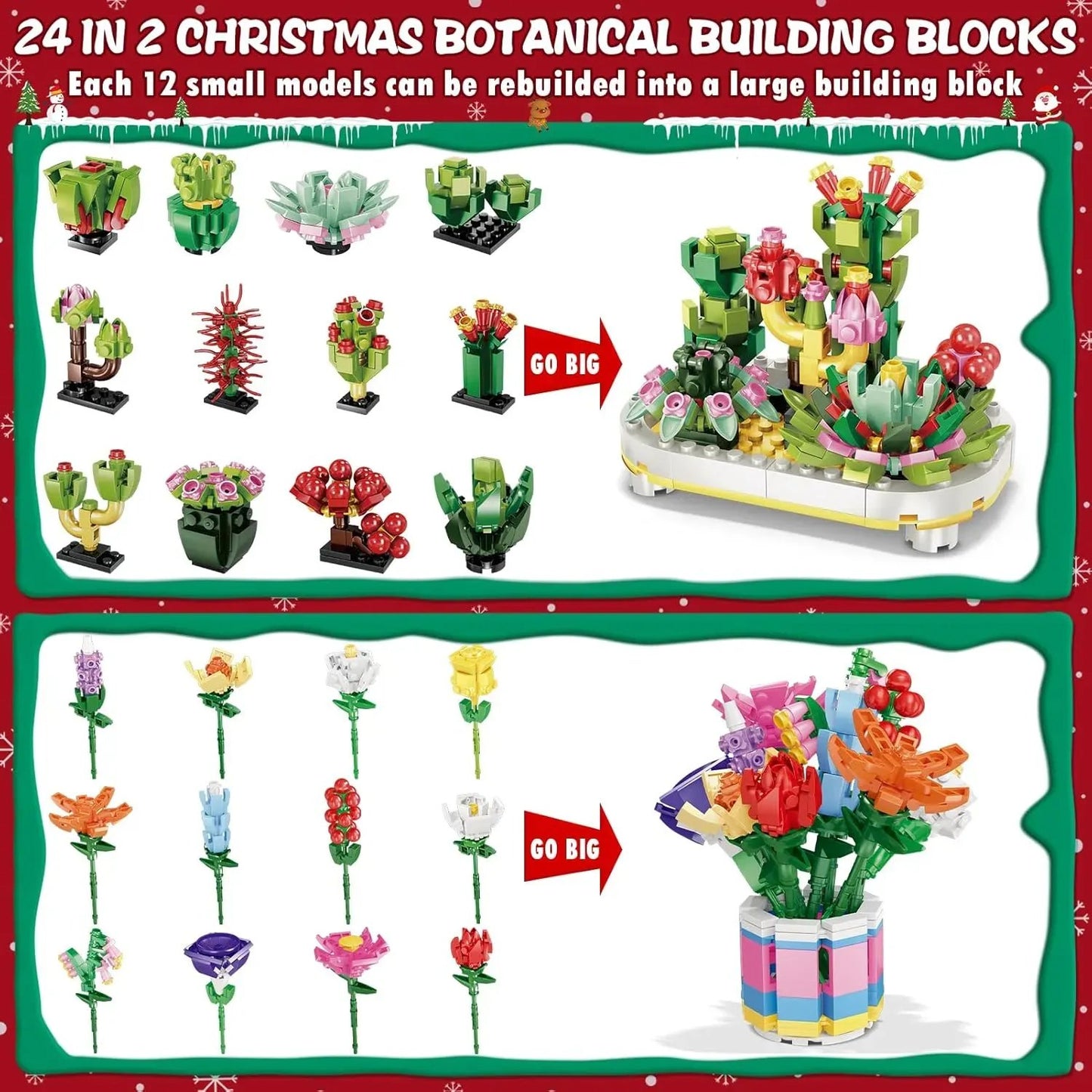 🌻2024 Advent Calendar 24 Days Sunflower Bouquet Building Blocks🌲