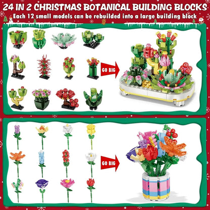 🌻2024 Advent Calendar 24 Days Sunflower Bouquet Building Blocks🌲