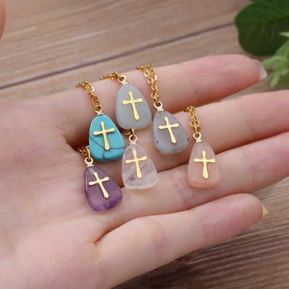 Amethyst Gold Cross Necklace