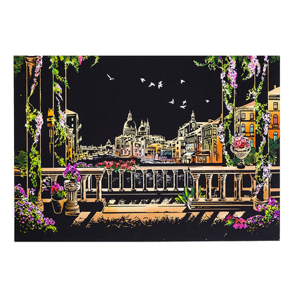 Scratch Paper Rainbow Painting Sketch Pads DIY Art Craft Night View