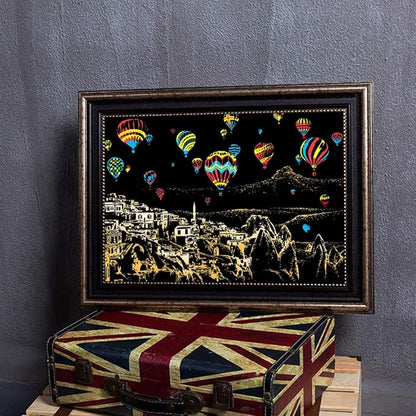 Scratch Paper Rainbow Painting Sketch Pads DIY Art Craft Night View