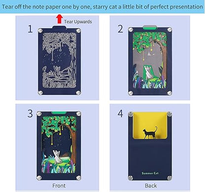 Starry Night Cat 3D Paper Sculpture Panoramic Notepad