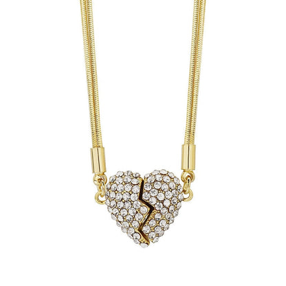 Love Heart With Diamonds Magnetic Necklace