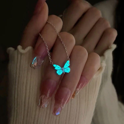 Blue Luminous Butterfly Necklace