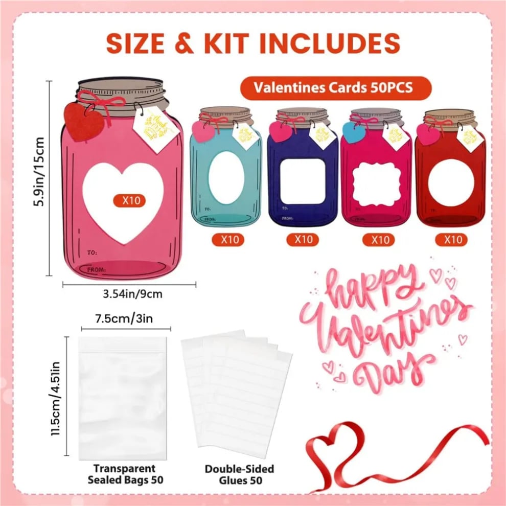 🔥2025 New Arrival Sale 40% Off💖Mason Jar Happy Valentines Day Cards🍬