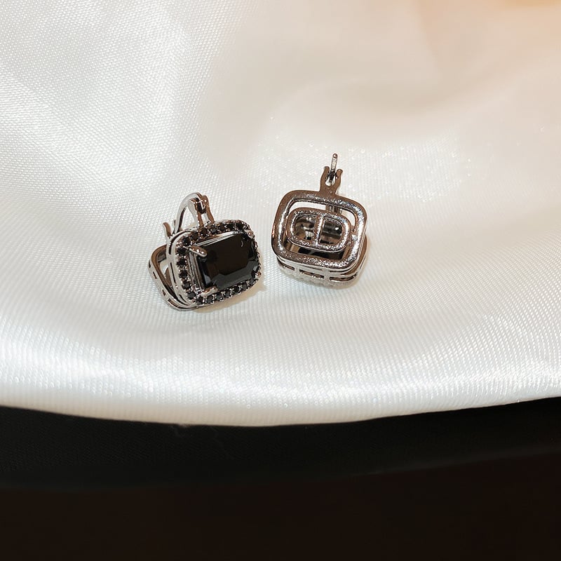 Light Luxury Zircon Square Double-sided Ear Cuff