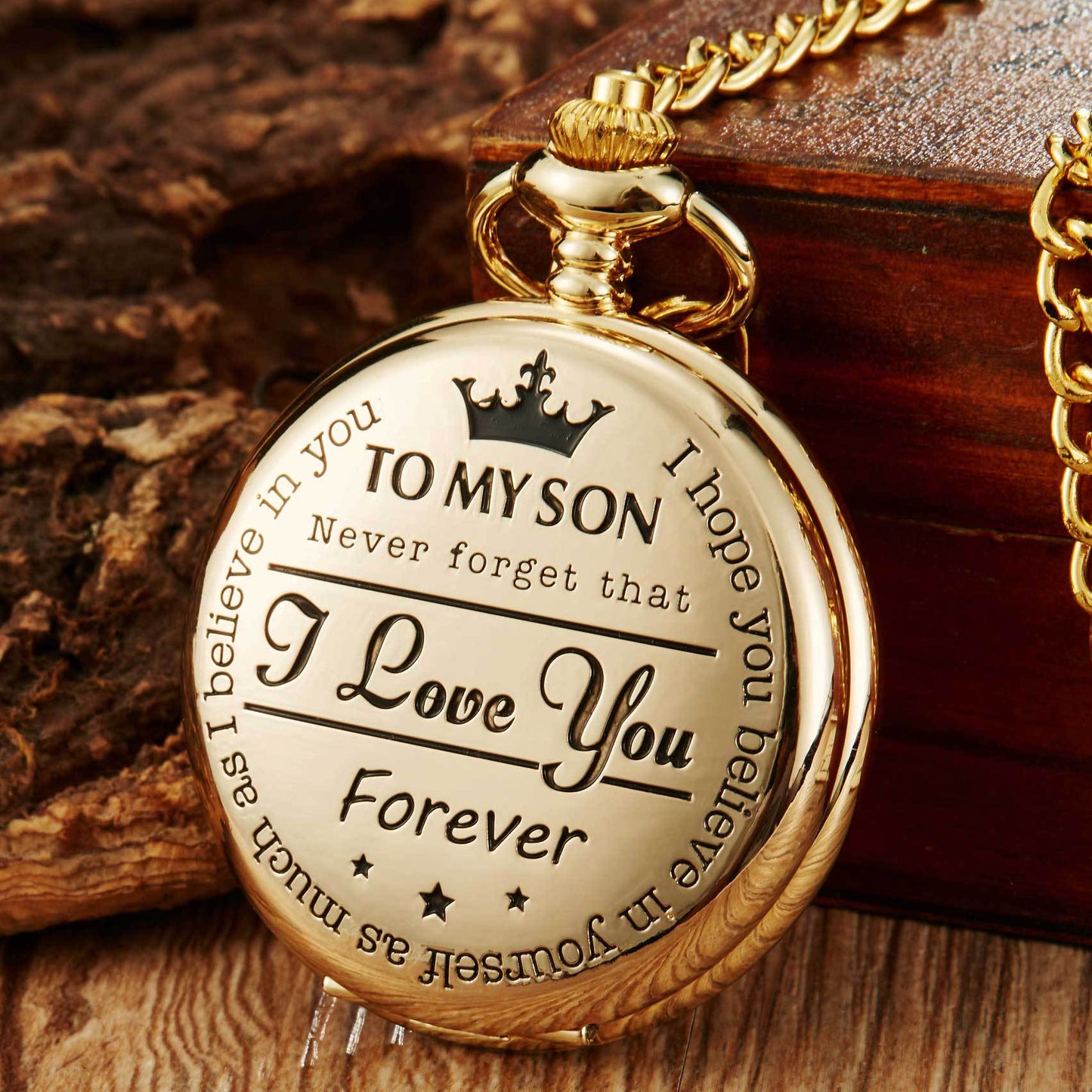 To My Son Quartz Pocket Chain Watch