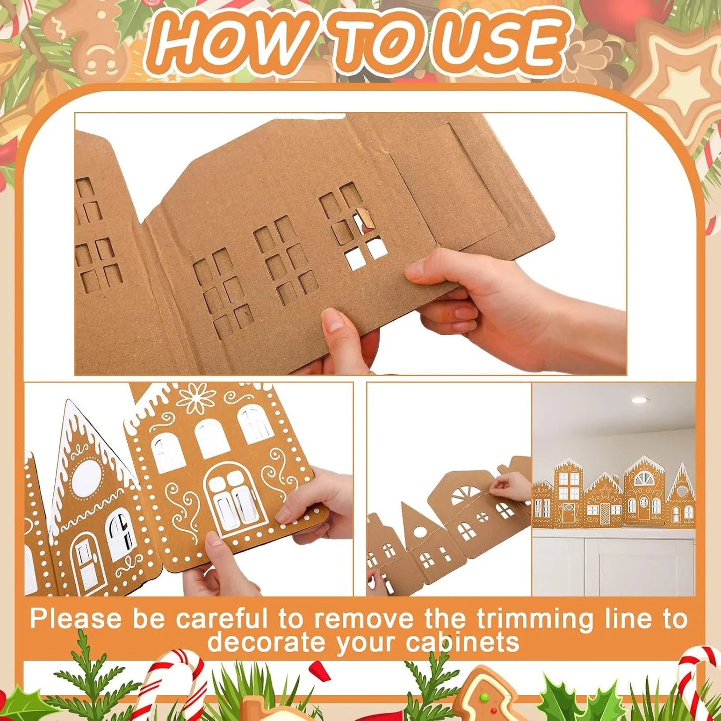 💥Last Day Sale 49% Off🏠LED Christmas Gingerbread House Cardboard Kit🎄
