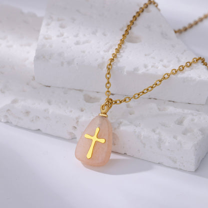 Amethyst Gold Cross Necklace