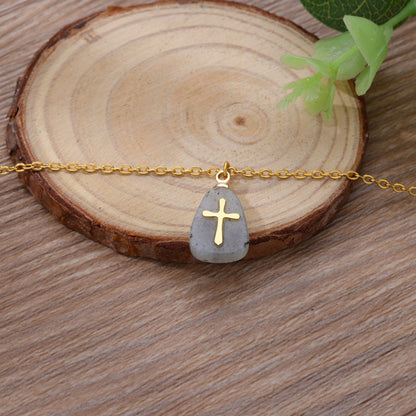 Amethyst Gold Cross Necklace