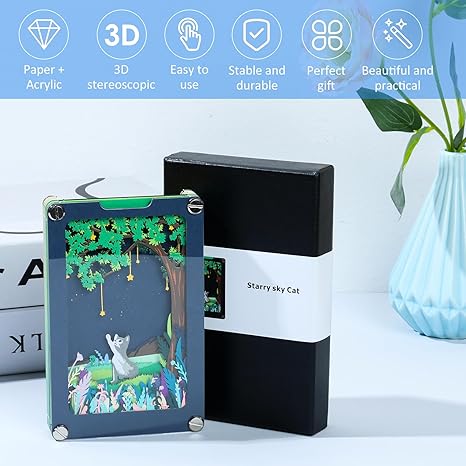 Starry Night Cat 3D Paper Sculpture Panoramic Notepad