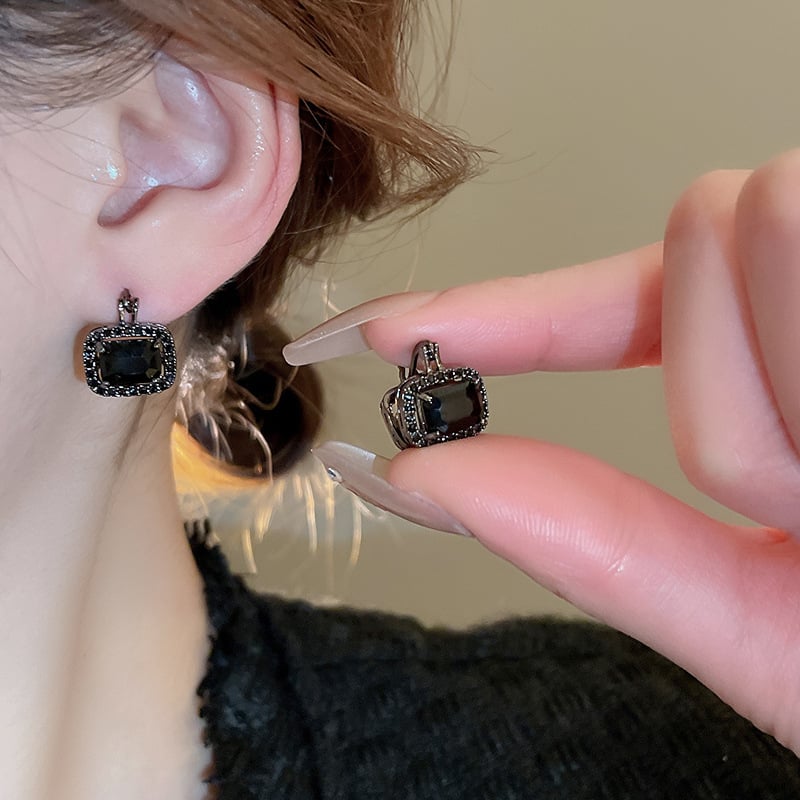 Light Luxury Zircon Square Double-sided Ear Cuff